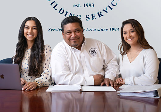 Moreno & Associates, Inc. is a family-owned business that provides custodial, painting and maintenance services. Pictured (from left): Account Manager and Multimedia Associate Kennedy Moreno; Founder, CEO and COO Ernesto Moreno; and Director of Sales and Marketing Kyleigh Moreno. 